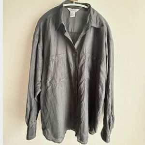 Vintage Gallagher 100% silk long-sleeve button-up - Black - Medium